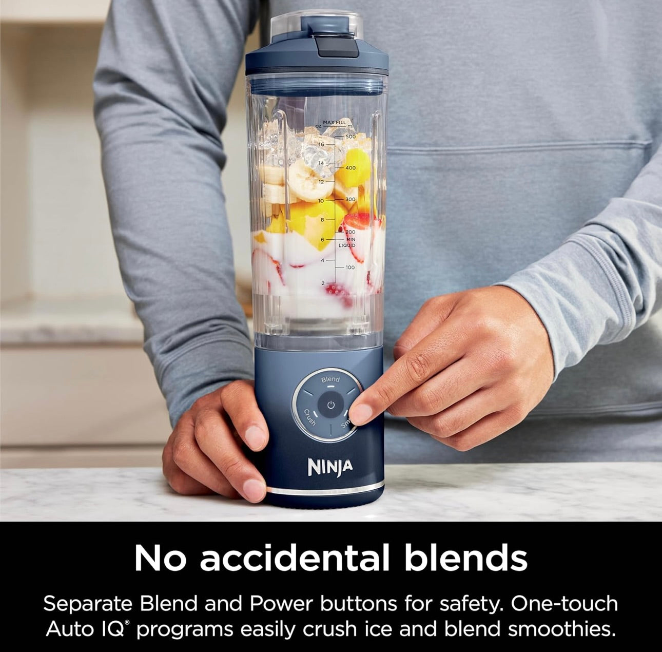 Ninja Blast Max, Portable Blender + Twist & Go, Personal Smoothie, Blend, Ice Crush, 3 Programs, Cordless, 22 oz - NAVY, BC251NV
