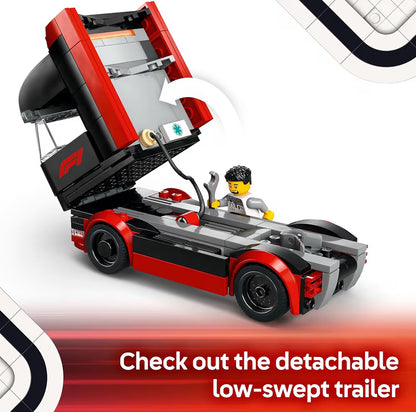 LEGO City F1 Trok met RB20 & AMR24 F1 Resiesmotor Modelmotor Bou-speelgoedstel - F1 Versamelstuk