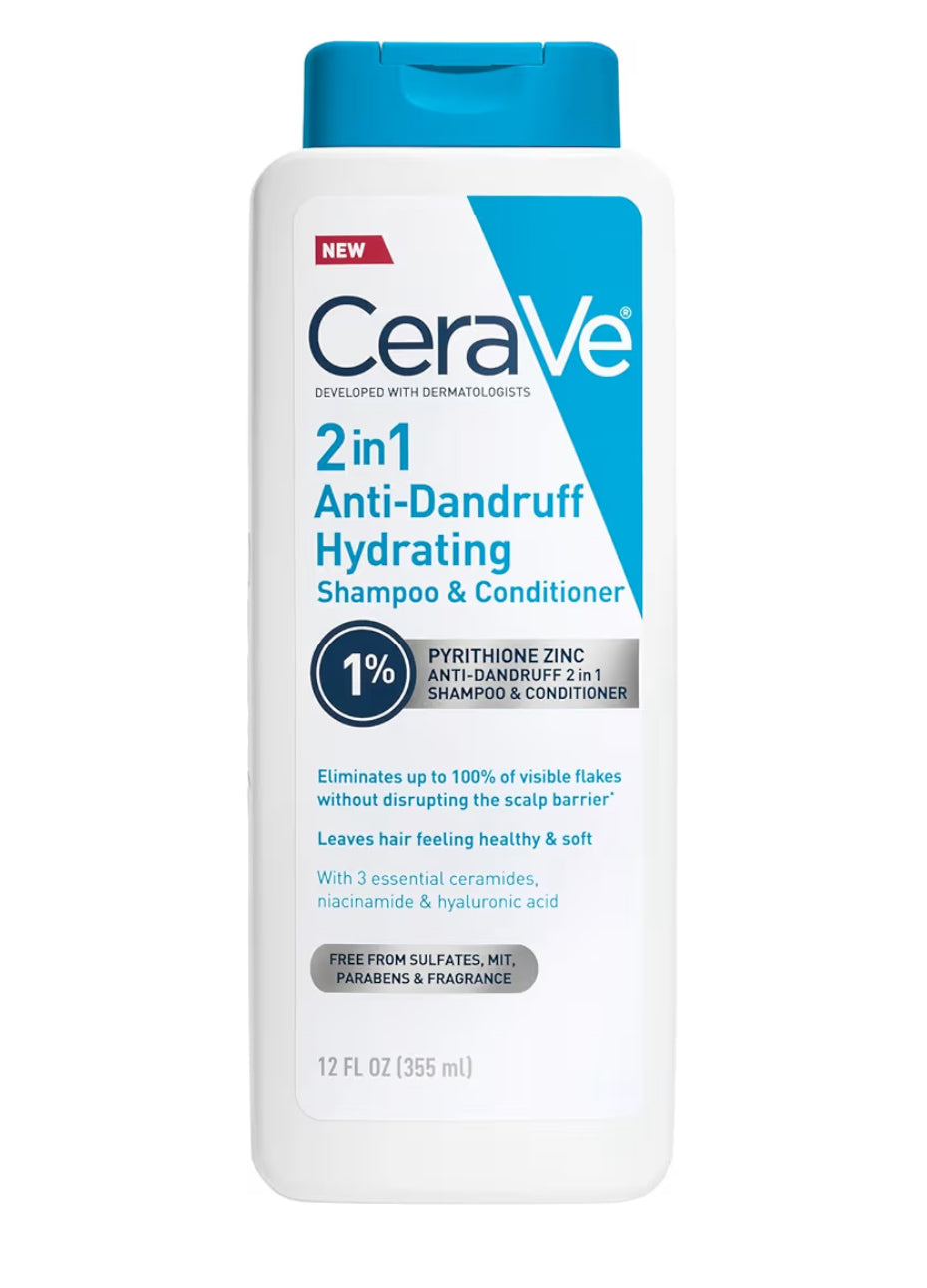 CeraVe 2 In 1 Hydraterende Anti-Roos Sjampoe En Conditioner, 1% Pirition Sinks Roosbehandeling - Kleurveilig & Sulfaatvry
