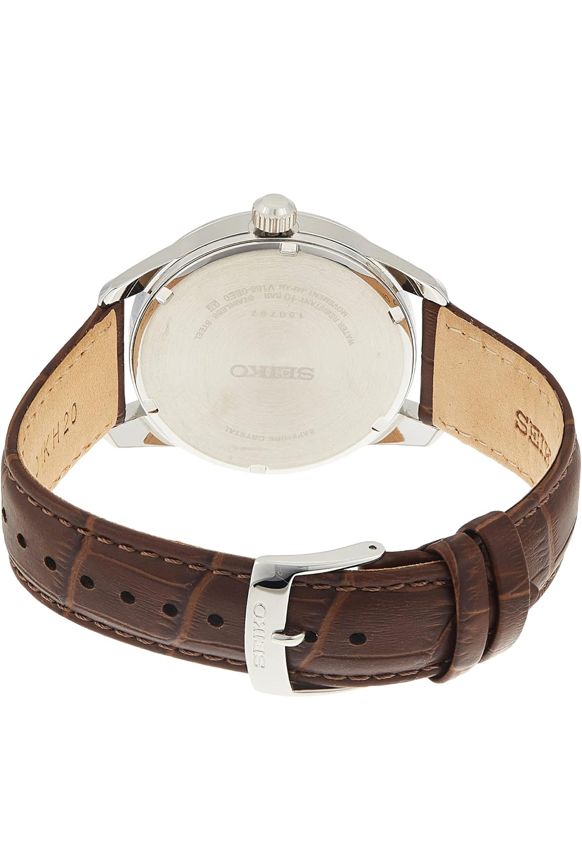 Seiko Horlosie vir Mans - Noodsaaklikhede - Datumkalender, Leerarmband, 100m Waterbestand