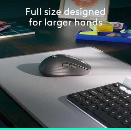 Logitech Signature M650 L Links (Grafiet) - Opties - Draadloos - Bluetooth/Radiofrekwensie - Grafiet - USB - 2000 dpi - Rolwiel - 5 Knoppies - 5 Programmeerbare Knoppies - Groot Hand/Palm Grootte -