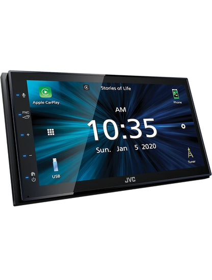 JVC KW-M560BT Apple CarPlay Android Auto Multimedia Speler met 6.8" Kapasitiewe Raakskerm, Bluetooth Oudio en Handvrye Oproepe, MP3 Speler, Dubbel DIN, 13-Band EQ, SiriusXM, AM/FM Motorradio