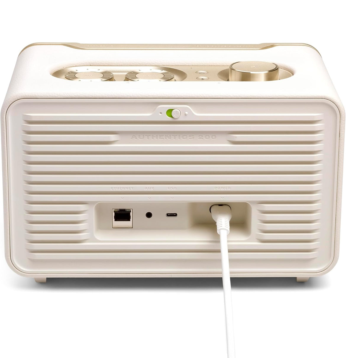 JBL Retro Style Authentics 200 Smart Home Speaker with Built in Wi-Fi, Bluetooth and Voice Assistants - (White/Gold)