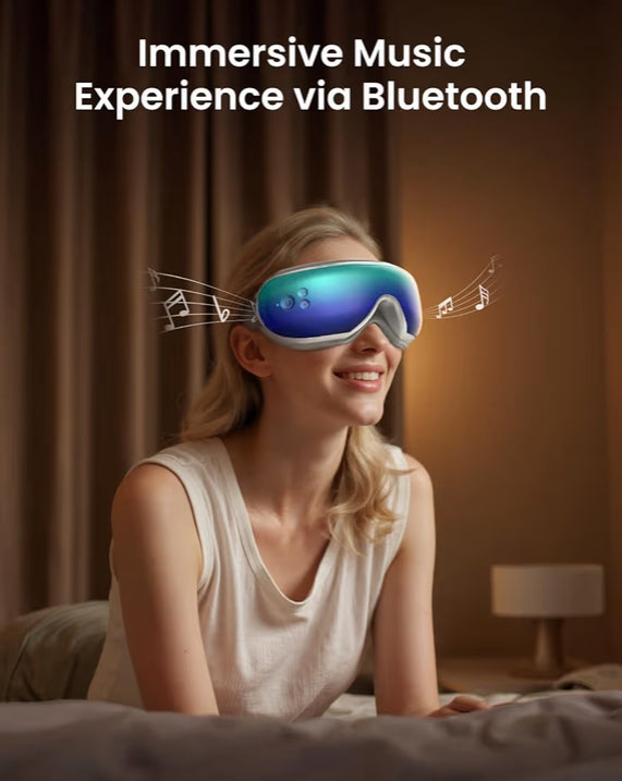 New Eyeris 1 Eye Massager w/ Remote Sleep Mask with Heat Compression, Headache Massager for Strain Migraine Relief Stye Eye