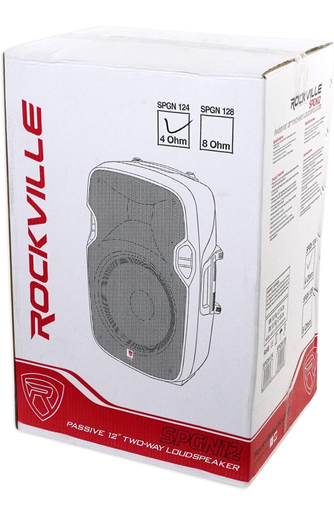 Rockville SPGN124 12" Passive 1200W DJ PA Speaker ABS Lightweight Cabinet 4 Ohm