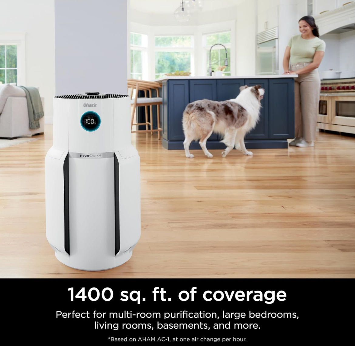 Shark Air Purifier for Home HEPA Air Filter Powerful Multi-Room Purification- WHITE