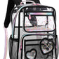 Clear Backpack for Girls Women Transparent Kids Elementary College School Bag Travel Laptop Backpacks Large Bookbags (Black)