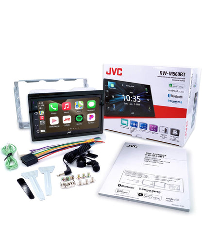 JVC KW-M560BT Apple CarPlay Android Auto Multimedia Speler met 6.8" Kapasitiewe Raakskerm, Bluetooth Oudio en Handvrye Oproepe, MP3 Speler, Dubbel DIN, 13-Band EQ, SiriusXM, AM/FM Motorradio