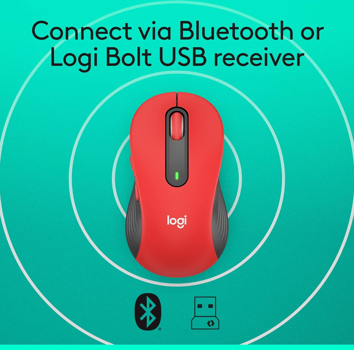 Logitech Wireless Muis Signature M650 L Volgrootte - Groot Hande, Stil Klieks, Aanpasbare Knoppies, Bluetooth, rekenaar/Mac/Chromebook - Klassieke Rooi, Regshandig, Groot