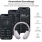 HT3 Hybrid Noise Cancelling Headphones, 90H Battery Life Over Ear Bluetooth 6.0 Foldable Headset, AI Voice Assistant - Light Purple