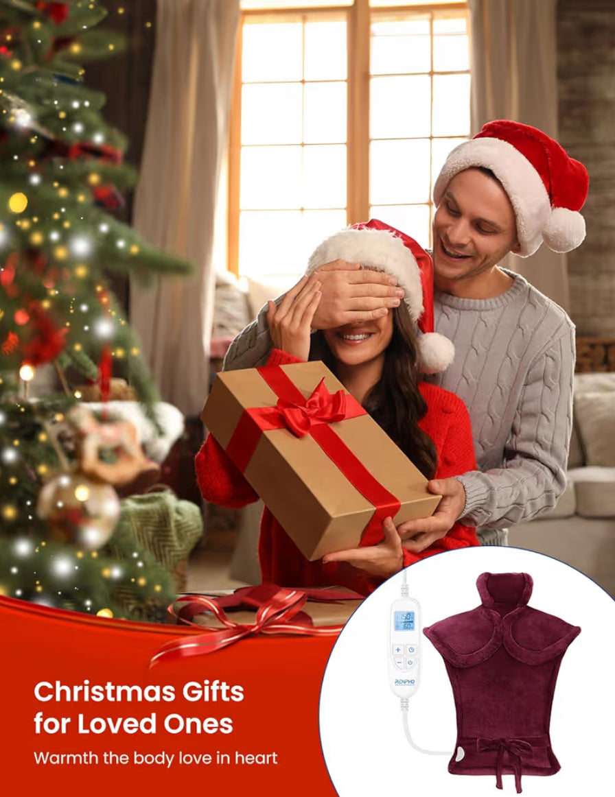 Back Heating Pad for Back Pain Relief - Neck and Shoulder Heat Pad, Auto Shut Off - (Red)