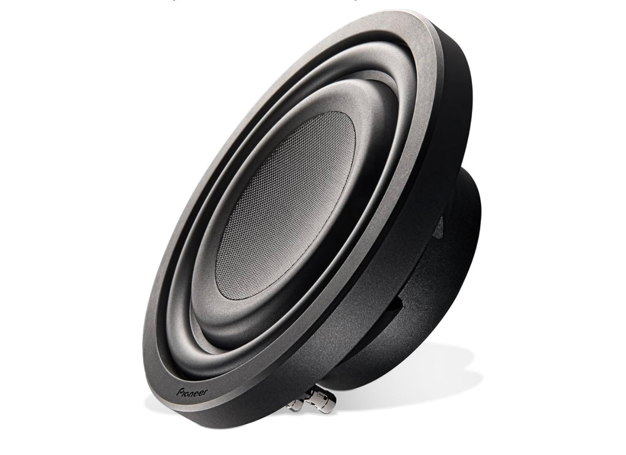 Pioneer TS-Z10LS4 10” Oorgroot Subwoofer, Vlak Ontwerp, Maklike Installasie en Buigsame Pasvorm, 1300 Watt Spitskrag, Enkel 4 Ohms Spreekspoel vir Diep, Verbeterde Bassweergawe