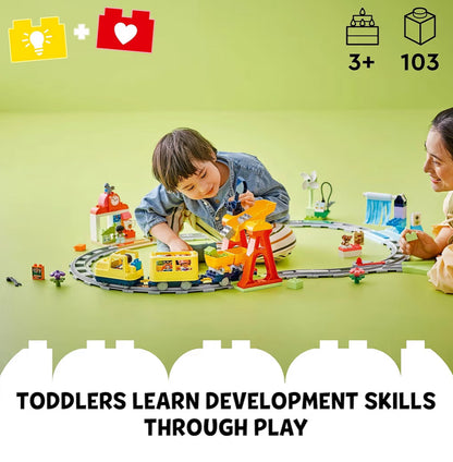 LEGO DUPLO Town Groot Interaktiewe Gemeenskapstreinstel – Leertrein-speeldingstel vir Kleuters vir Seuns en Meisies, Ouderdomme 3+ – Geskenkidee vir Verjaarsdae en Vakansiedae – 10428