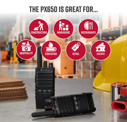 Cobra PX650 BCH6 - Professionele/Besigheid Radio's - Herlaaibaar, 27 870 vk. m/25 Verdiepings, Stofbeskerm en Spatwaterdig (IP54-gradering), Tweeradio-stel (6-pak)