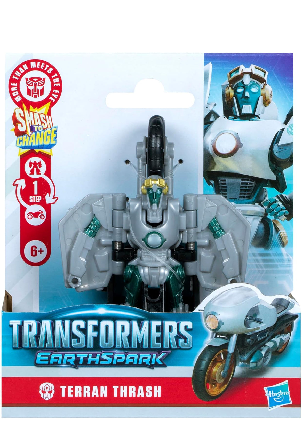Transformers EarthSpark 1-Step Smash Changers Terran Thrash 4-Inch Action Figure, Robot Toys for Boys and Girls 6 and Up