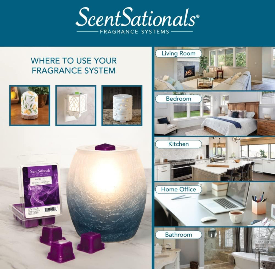 Scentsationals Wax Melt Warmer, for Scented Wax Melts - Kristy - Candle Wax Melter for Fragrance Cubes and Tarts