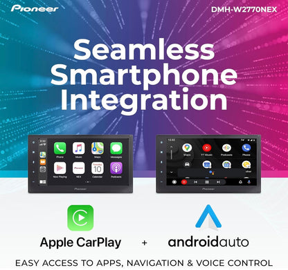 Pioneer DMH WNEX Digitale Multimediaspeler met Koordlose Apple CarPlay en Android Auto, 6.8" Kapasitiewe Raakskerm, Dubbel-DIN, Ingeboude Bluetooth en WiFi, Amazon Alexa via Toep