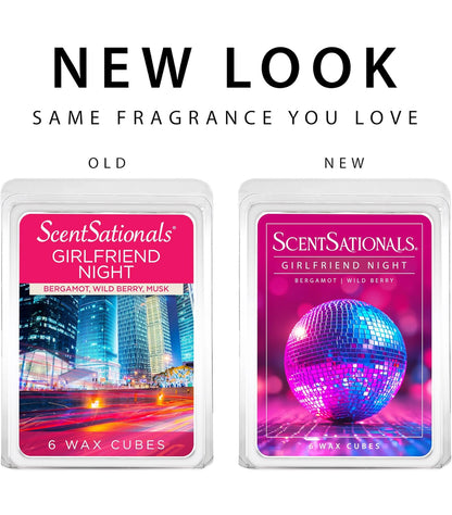 Scentsationals Wax Melts, Wax Cubes Strong Scent - Girlfriend Night - Long Lasting Scented for Warmer, 10oz (Pack of 4)