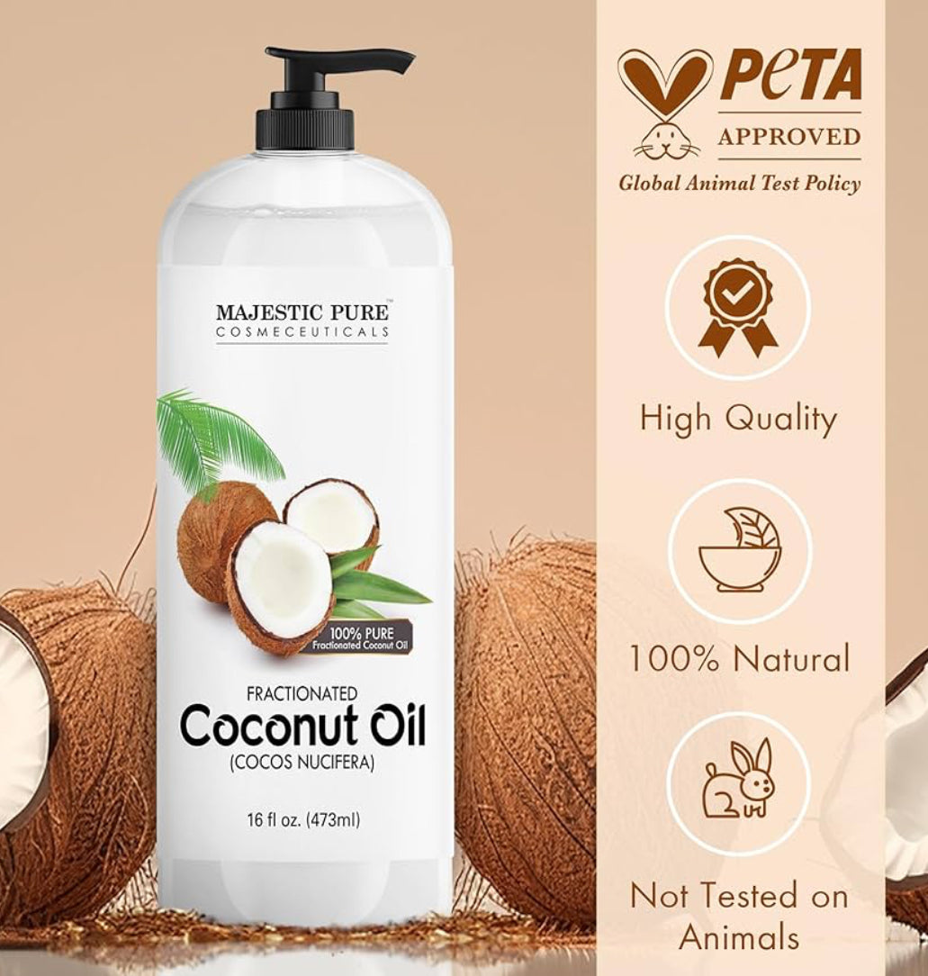Suiwer Gefraksioneerde Kokosneutolie – Liggewig Vloeibare Draerolie vir Essensiële Olies, Massering, Vel, Hare & DIY Persoonlike Versorgingstoepassings – (16 Fl Oz)