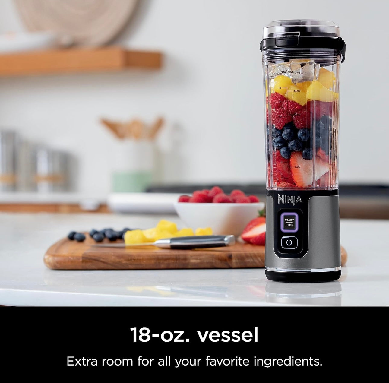 Ninja BC151BK Blast Portable Blender, Cordless, 18oz. Vessel, Personal Blender-for Shakes & Smoothies - Black