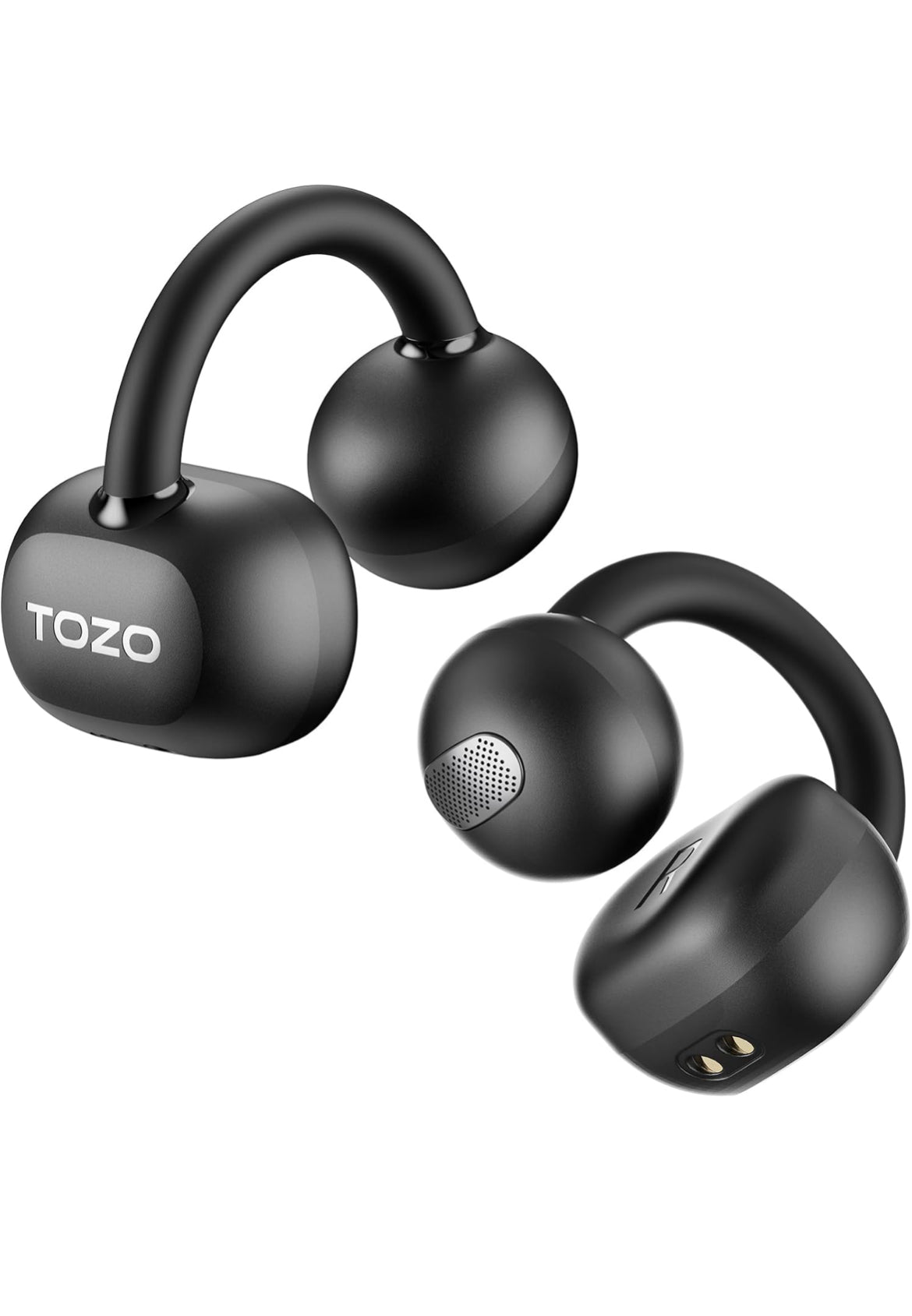 Open Ear Clip Earbuds, Lightweight Comfort 40H Play BT w/ Smart Digital Display - Black
