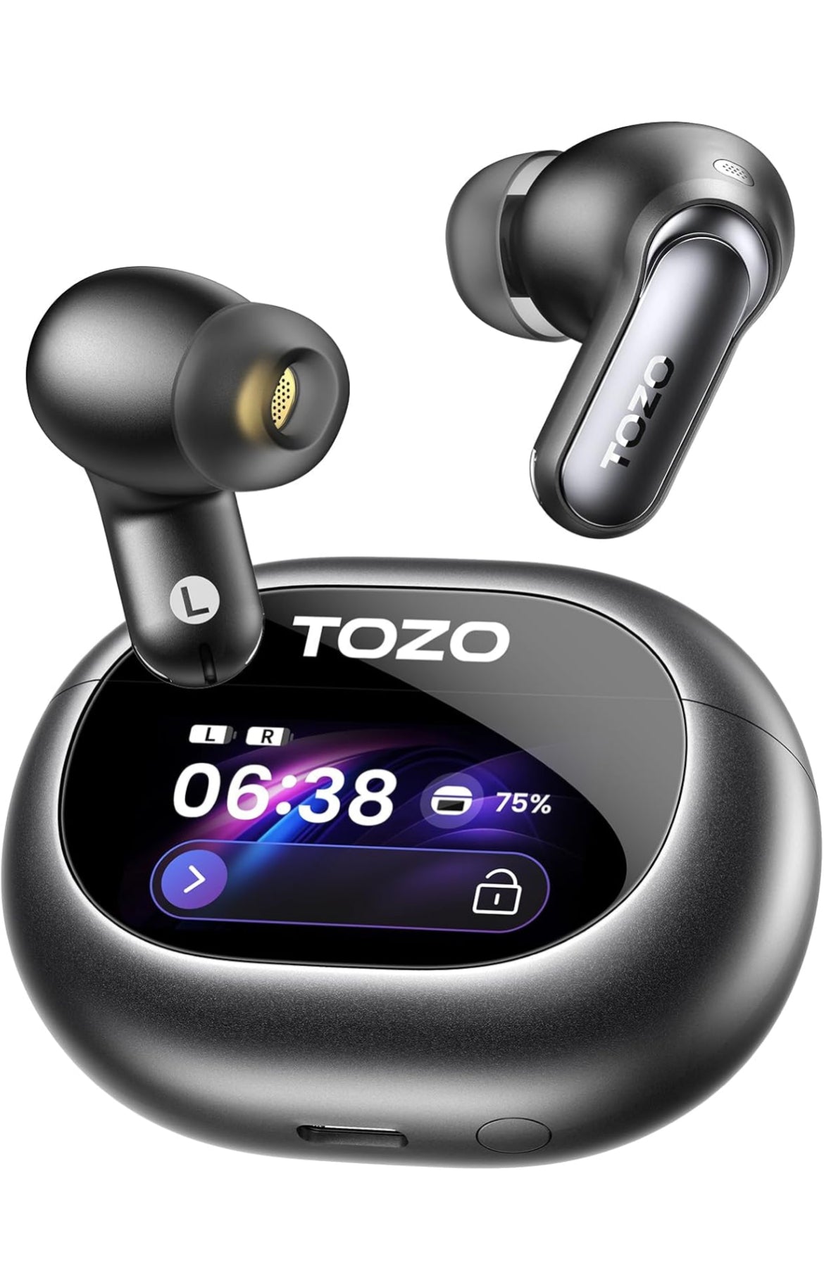 Pro Active Noise Cancelling Wireless Earbuds w/ Smart Touch Screen, LDAC Hi-Res Audio, Stereo Bass,IPX8 Waterproof - Wireless Charging