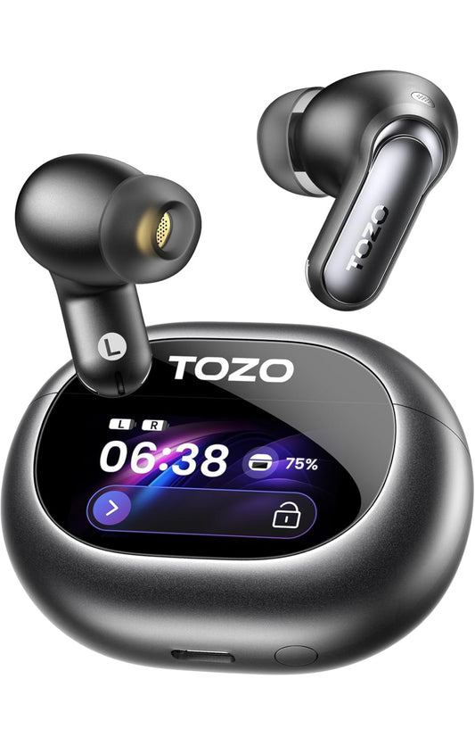Pro Active Noise Cancelling Wireless Earbuds w/ Smart Touch Screen, LDAC Hi-Res Audio, Stereo Bass,IPX8 Waterproof - Wireless Charging