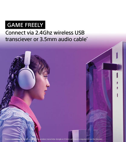 Sony INZONE H5 Koordlose Spelkoptelefoon, 360 Ruimtelike Klank, 28 Uur Battery, 2.4Ghz Koordloos en 3.5mm Oudiokontak – Swart