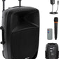 Portable Bluetooth PA Speaker - 12’’ 1200W Subwoofer, LED Battery Indicator Lights W/Built-In Rechargeable Battery, MP3/USB/SD Card Reader, and UHF Wireless Microphone