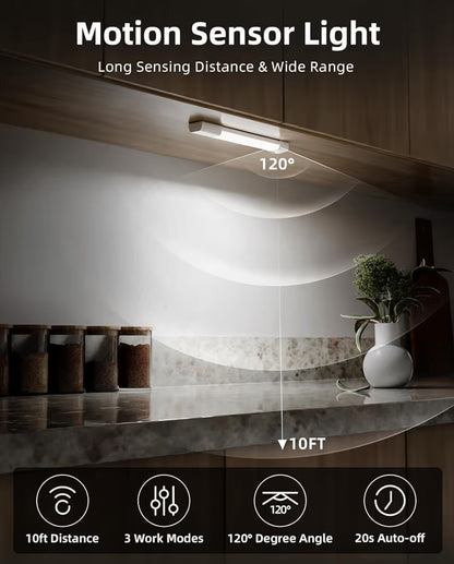 3 Pack 7” Motion Sensor Light Indoor, Wireless Under Lighting, 30 LED Rechargeable Lights, Dimmable, 3 Color Temperatures