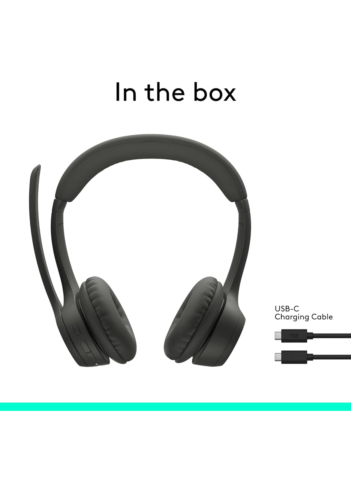 Logitech Zone 301 Draadlose Bluetooth-koptelefoon met Geraasdempende Mikrofoon, Versoenbaar met Windows, Mac, Chrome, Linux, iOS, iPadOS, Android – Grafiet