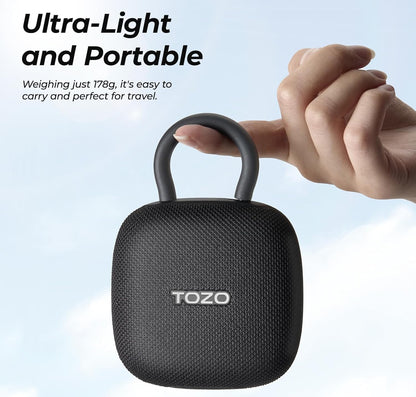 PE1 Mini Portable Bluetooth Speakers w/ Adjustable Carabiner IPX8 Waterproof, 32H Playtime - Black