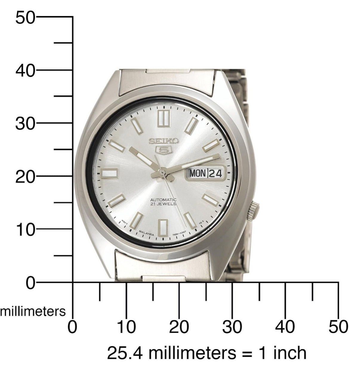 Seiko 5 Manshorlosie van vlekvrye staal