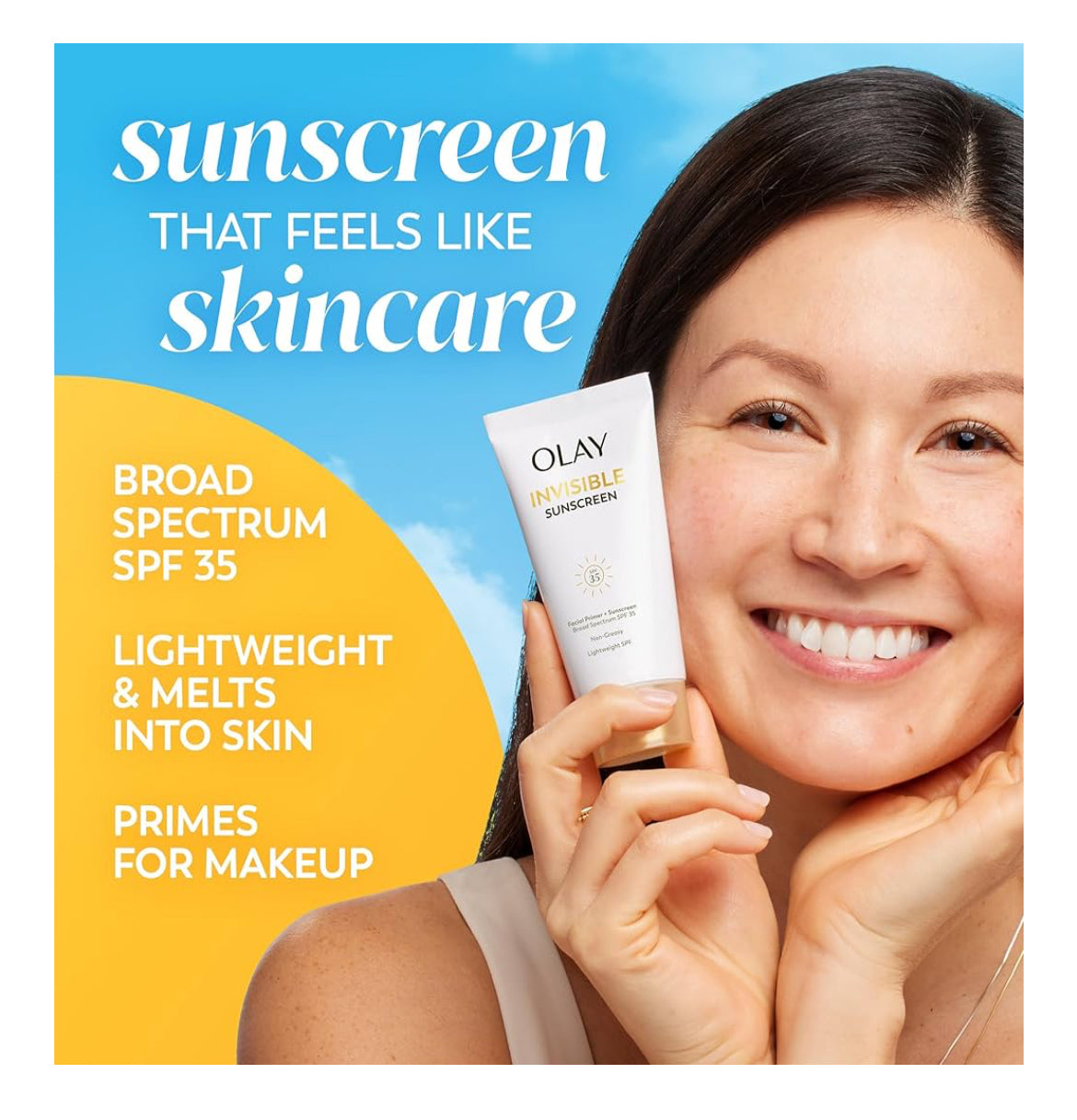 Olay Onsigbare Sonskerm, SPF 35, 100% Onsigbare Gesigsonskerm en Grimeringonderlaag - Geurloos met Vitamien C & E, Aloe Vera (1.7 Oz)
