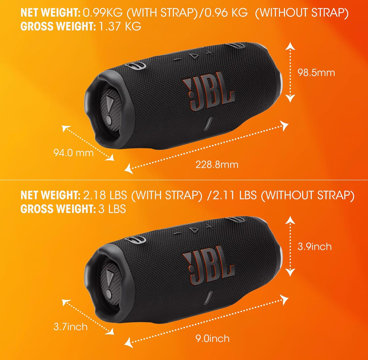 JBL Charge 6 - Portable Waterproof & Drop-Proof Bluetooth Speaker with a Sturdy/Removable Carrying Strap (Red)