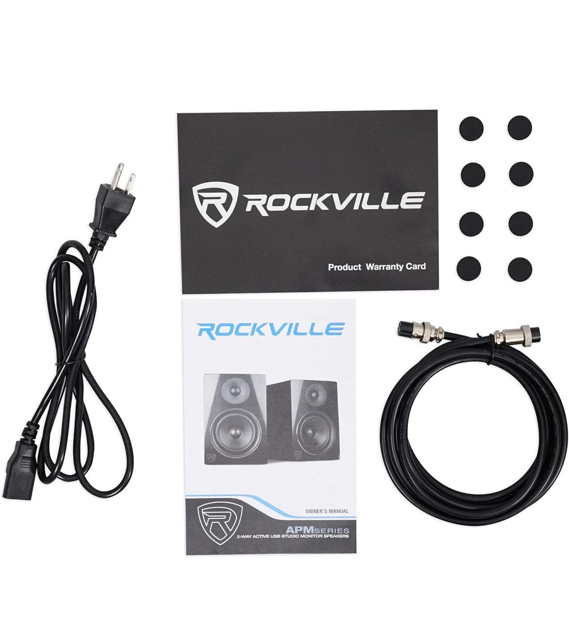 Rockville Pair APM5C 5.25" 2-Way 250W Powered USB Studio Monitors and Stands+Pads