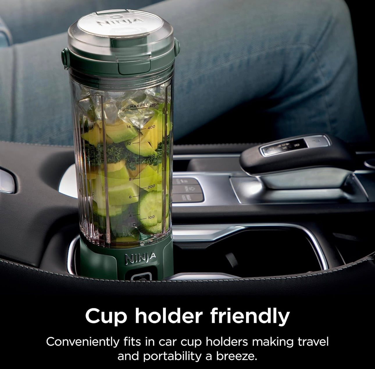Ninja BC151EM Blast Portable Blender, Cordless, 18oz. Vessel, Personal Blender BPA Free, Leakproof-Lid & Sip Spout, USB-C Rechargeable, Dishwasher Safe Parts - Forest Green