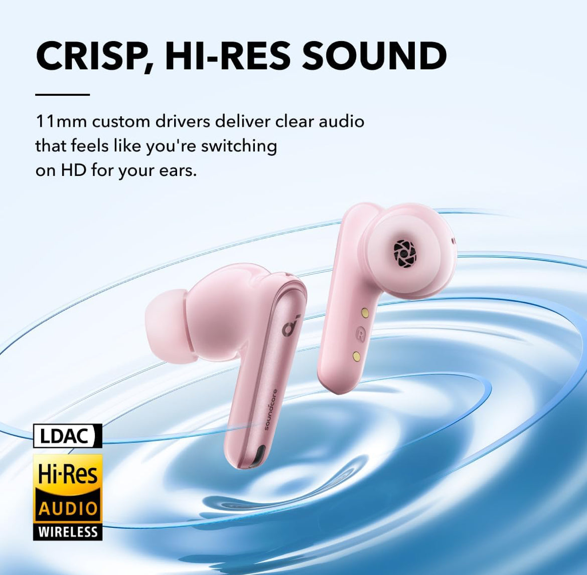 Soundcore by Anker Liberty 4 NC Wireless Earbuds, 98.5% Noise Reduction, Adaptive Noise Cancelling to Ears and Environment, Hi-Res Sound, 50H Battery, Wireless Charging, Bluetooth 5.3