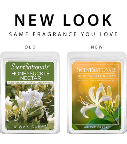 Scentsationals Wax Melts, Wax Cubes Strong Scent - Honeysuckle Nectar - Long Lasting Scented Melts for Warmer, 10oz (Pack of 4)