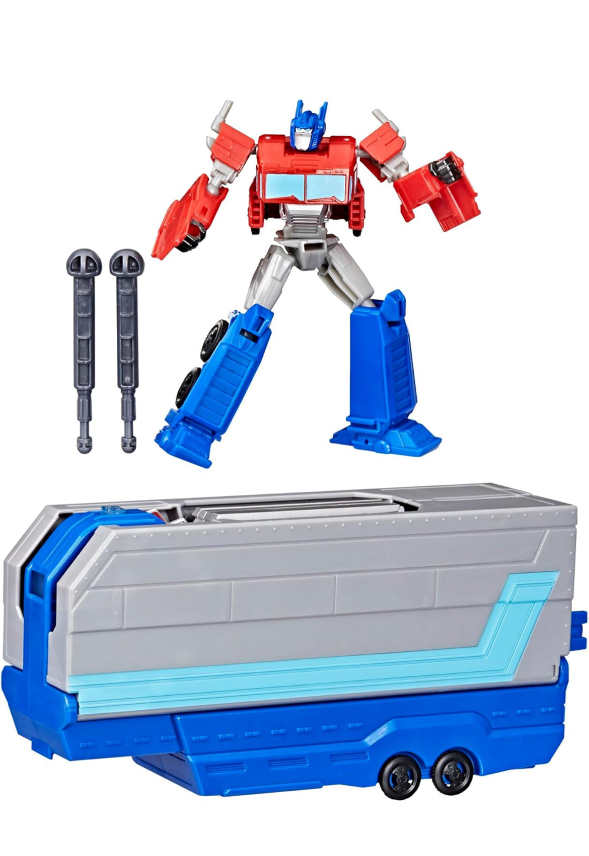 TRANSFORMERS EarthSpark Optimus Prime Battle Trailer Playset with Action Figure, Lights and Sounds, Electronic Truck Toys for Kids 6 and Up