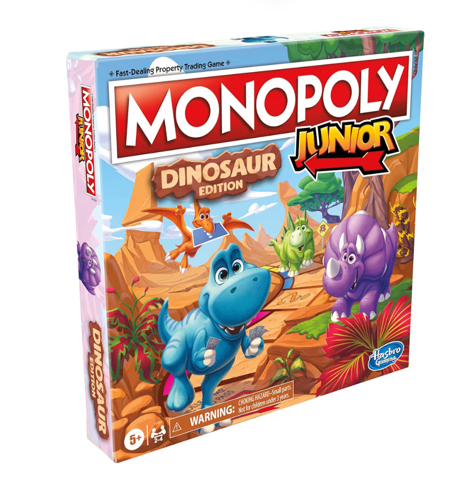 Hasbro Gaming Monopoly Junior Dinosaur Edition Game - Kids Board Games with Dino-Themed Toy Tokens