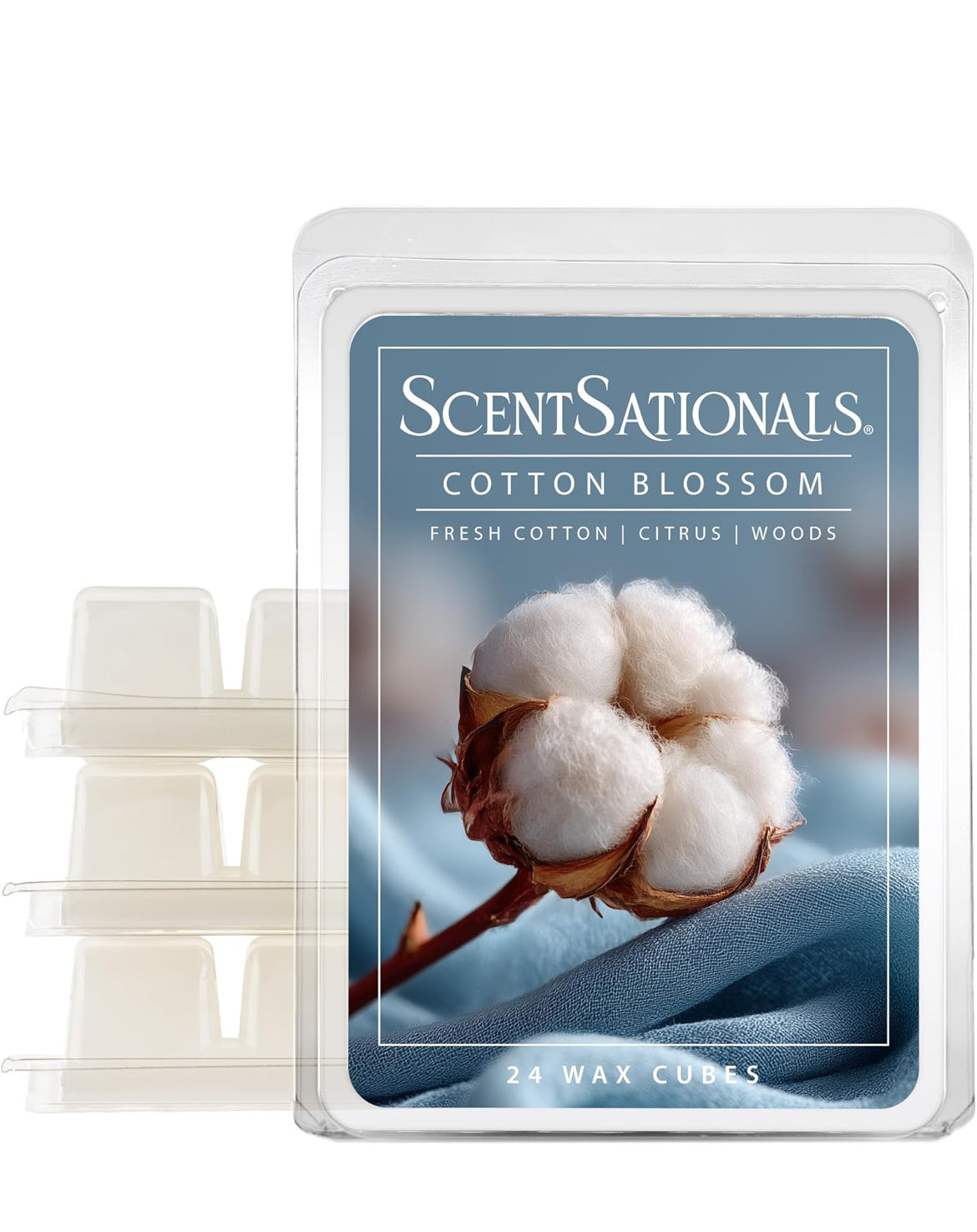 Scentsationals Wax Melts, Wax Cubes Strong Scent - Cotton Blossom - Long Lasting Scented Wax Melts for Warmer, 10oz (Pack of 4)