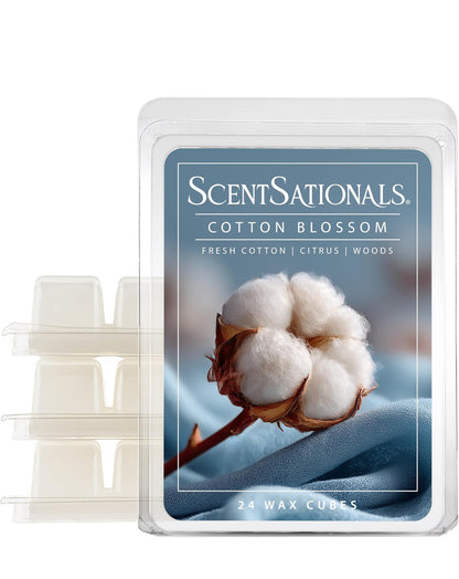 Scentsationals Wax Melts, Wax Cubes Strong Scent - Cotton Blossom - Long Lasting Scented Wax Melts for Warmer, 10oz (Pack of 4)