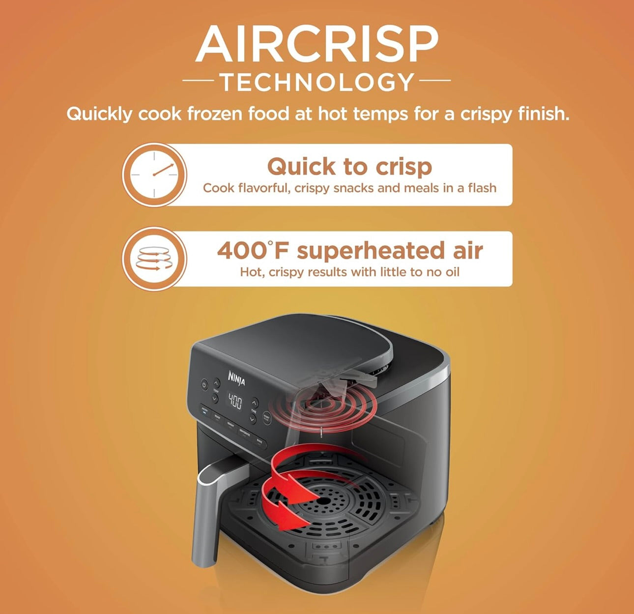 Ninja Air Fryer Pro 5-in-1, 5 QT Capacity, Air Fry, Bake, Roast, Reheat, and Dehydrate, Air Crisp Technology, Nonstick Basket & Crisper Plate, Grey, AF142