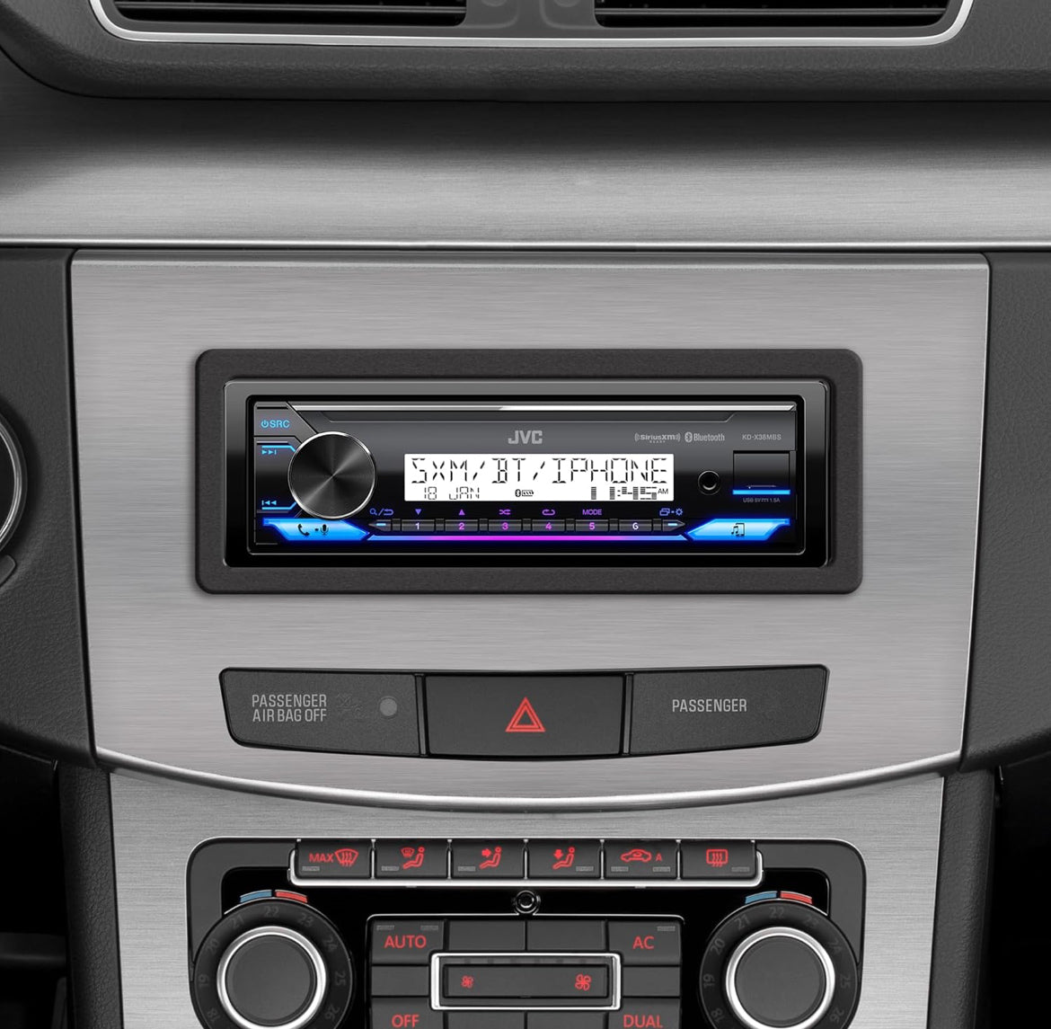 JVC KD-X38MBS Motor- en Mariene Digitale Media-ontvanger met Bluetooth, USB, SiriusXM-gereed, Versoenbaar met Amazon Alexa, Konformeelbedekte PCB