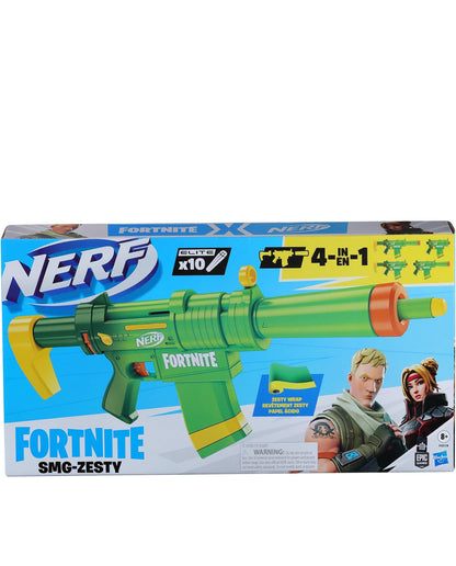 Nerf Fortnite SMG-Zesty Blaster, 10 Nerf Elite Darts, 10-Dart Clip, Removable Stock & Barrel, Fortnite Gifts for Boys & Girls