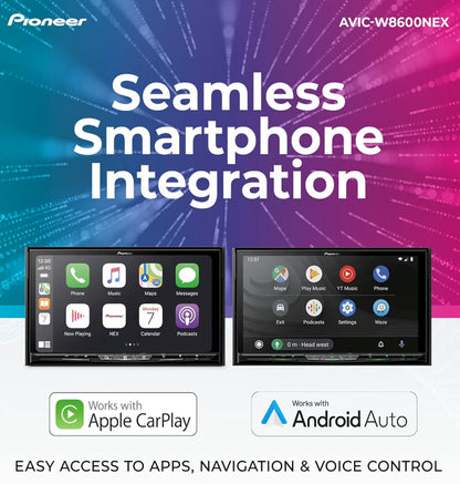 Pioneer AVIC-W8600NEX 7" Capacitive Touchscreen Double Din Car Stereo
Multimedia Receiver, Wireless Apple CarPlay, Android Auto, GPS, Bluetooth, CD/DVD, USB, HD Radio, Backup Camera, Hi-Volt RCA