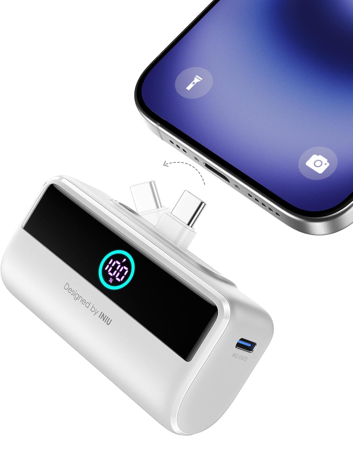 INIU Small Portable Charger, 5500mAh Power Bank with Build-in USB-C Connector