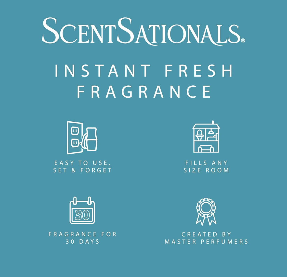 Scentsationals Fragrance Oil Plug in Air Freshener Refills 3-Pack - Eucalyptus & Sea Salt - Works w/ Scentsationals Wall Plugs - Packaging May Vary
