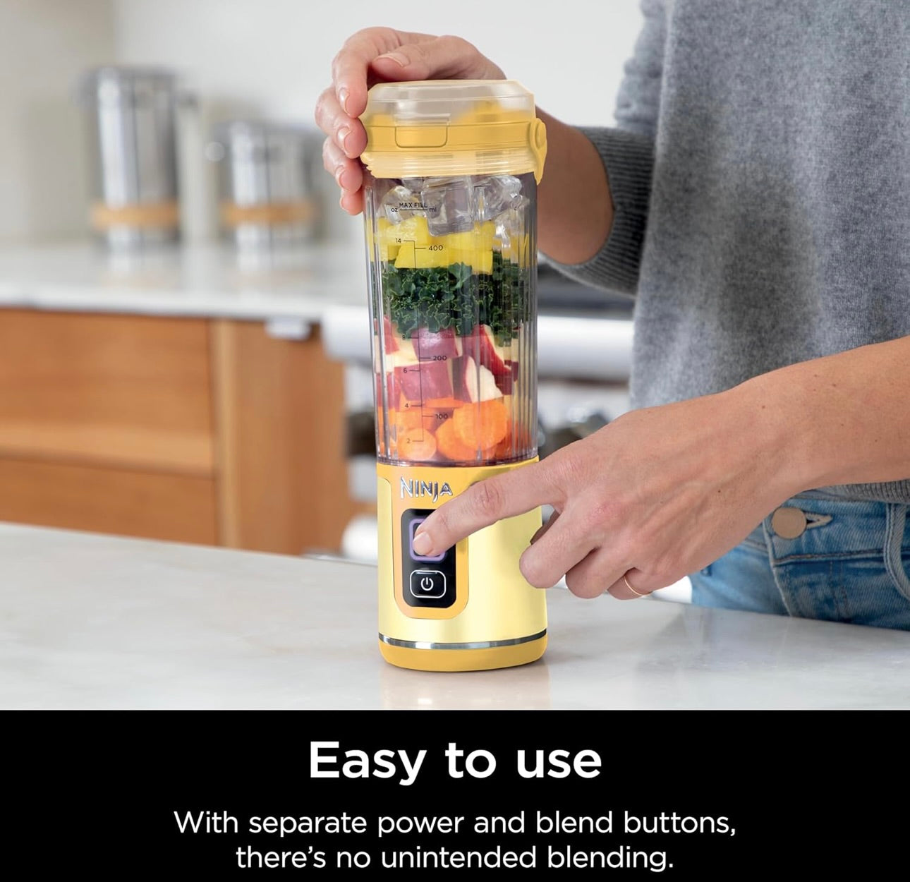 Ninja Blast Portable Blender, Cordless, 18oz. Vessel, Personal Blender BPA Free, Leakproof-Lid and Sip Spout, USB-C Rechargeable, Dishwasher Safe - Lemon Meringue (BC151LB)